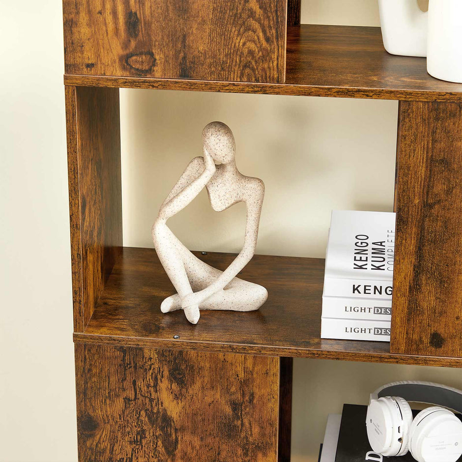 Bookcase – Engineered Wood – Rustic Brown – Open and Closed Storage