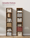 Bookshelf – Metal and Wood – Rustic Brown – 6 Adjustable Shelves