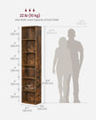 Bookshelf – Metal and Wood – Rustic Brown – 6 Adjustable Shelves