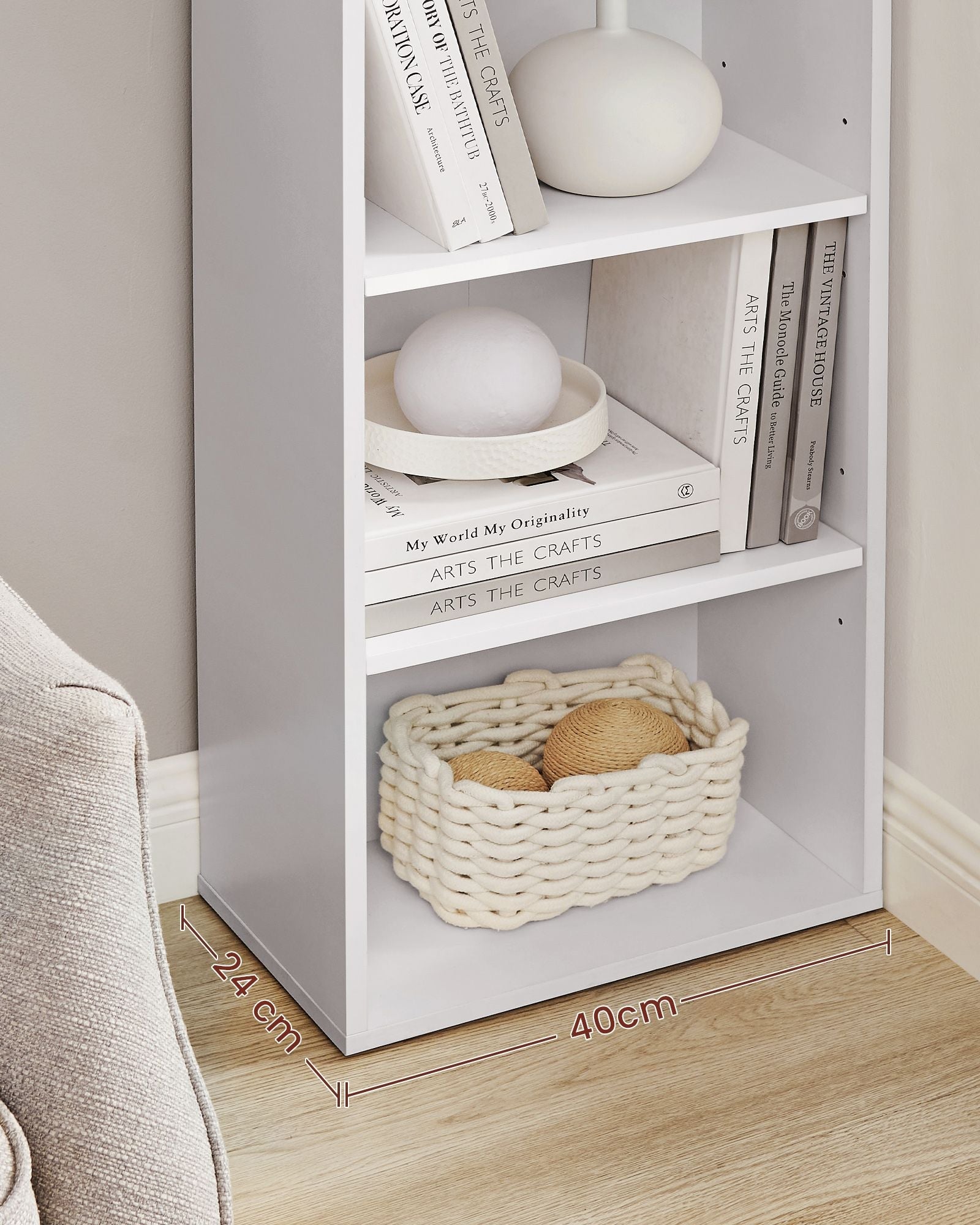 Bookcase – MDF – Cloud White – 6 Shelves, Adjustable