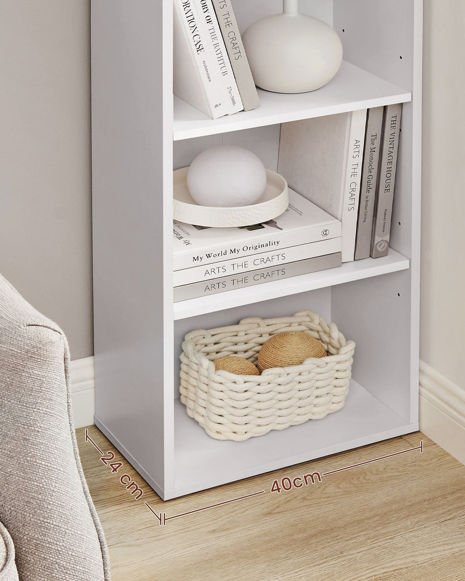Bookcase – MDF – Cloud White – 6 Shelves, Adjustable