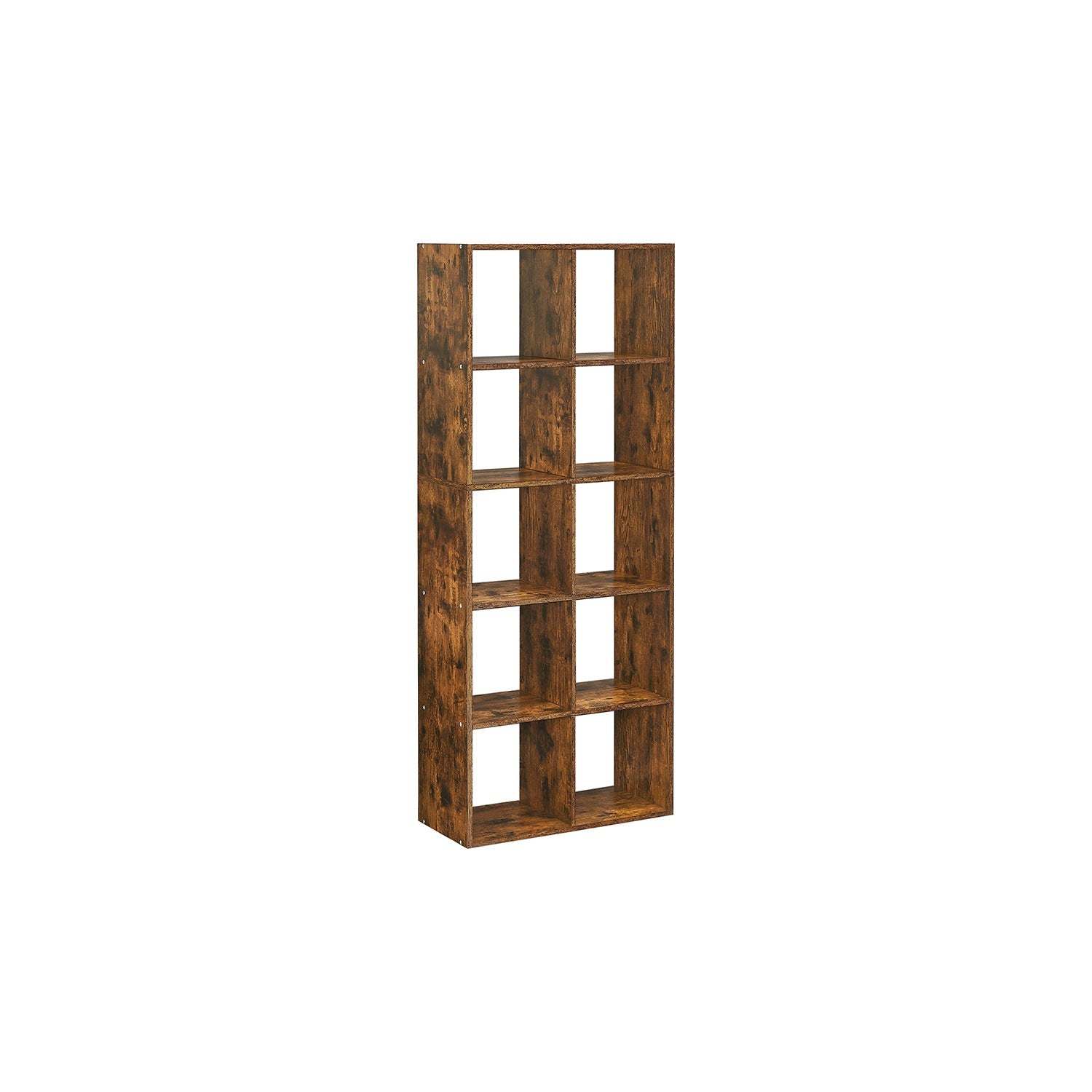 10-Cube Bookcase – Wood – Rustic Brown – Multi-Functional Storage Unit