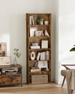 Industrial Bookcase – Wood – Rustic Brown – 6 Adjustable Shelves for Home Office and Children's Storage