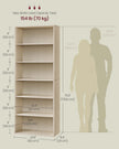 Bookcase – Wood – Natural Beige – 6-Tier Open Storage with Adjustable Shelves