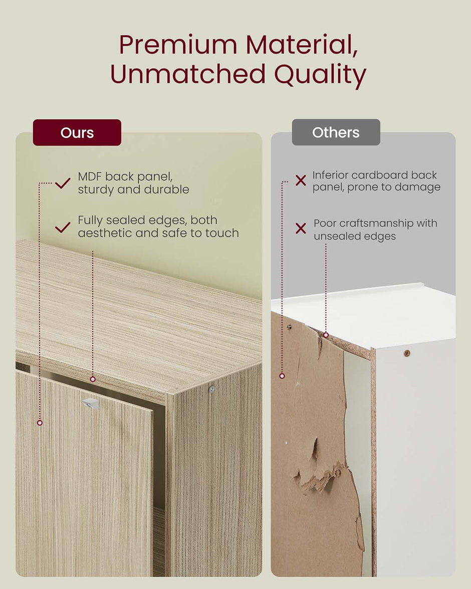 Bookcase – Wood – Natural Beige – 6-Tier Open Storage with Adjustable Shelves