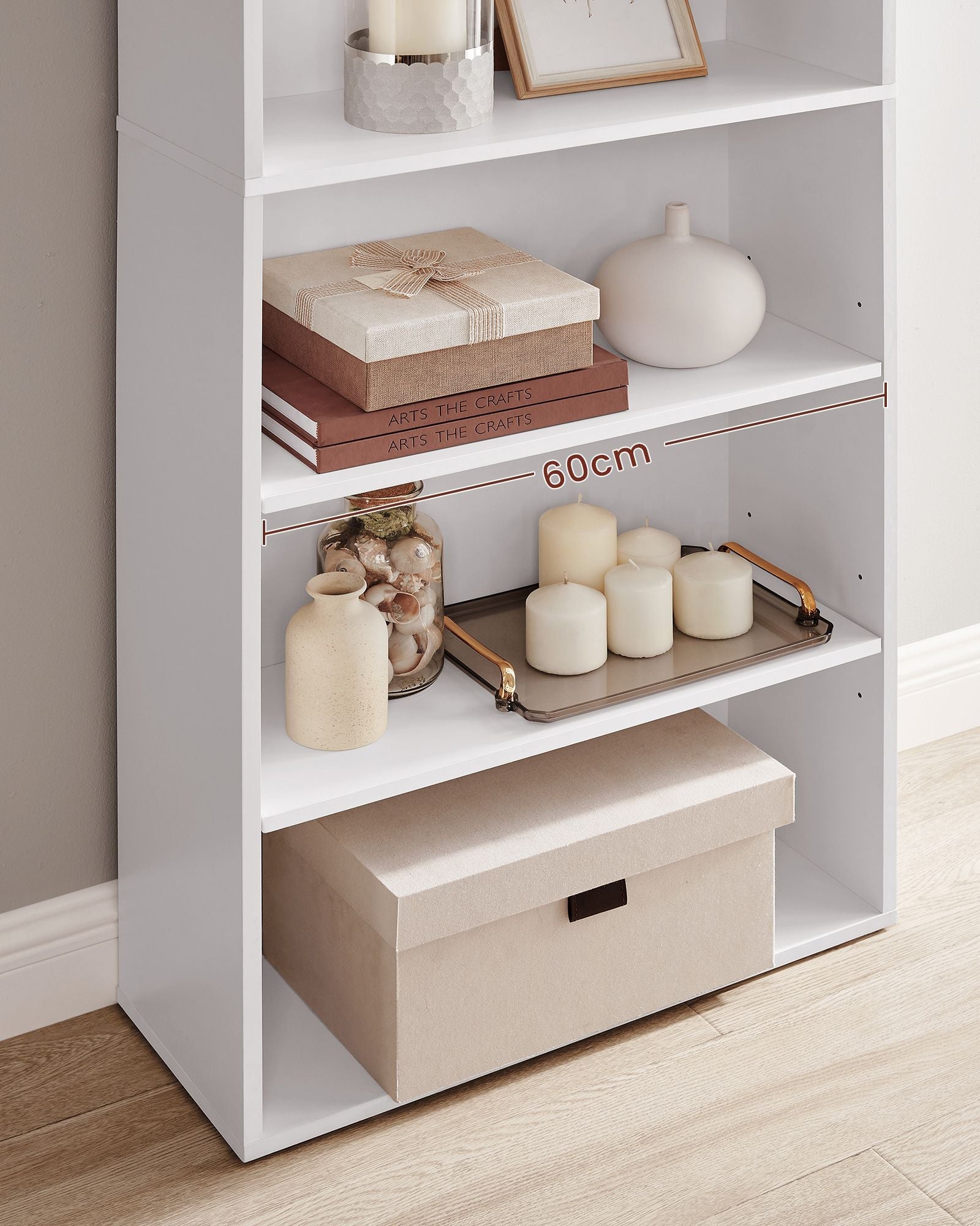 Bookcase – Wood – Cloud White – 6 Adjustable Shelves