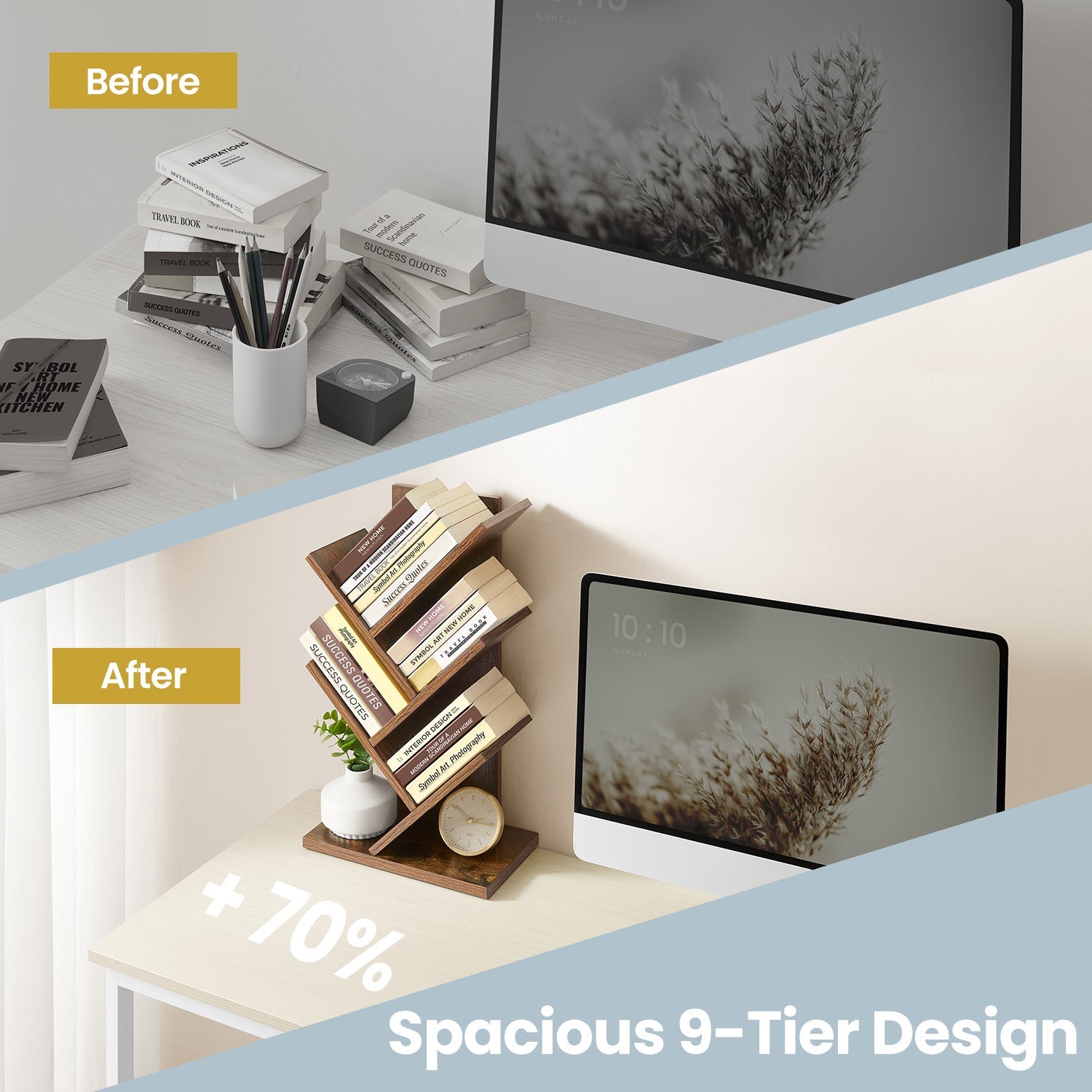 5-Tier Bookshelf – Wood – Cloud White – Space-Saving Corner Design