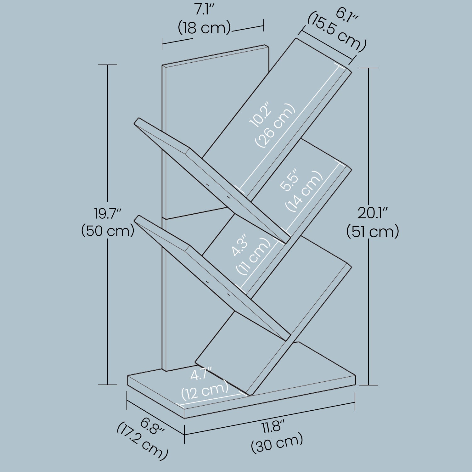 5-Tier Bookshelf – Wood – Cloud White – Space-Saving Corner Design