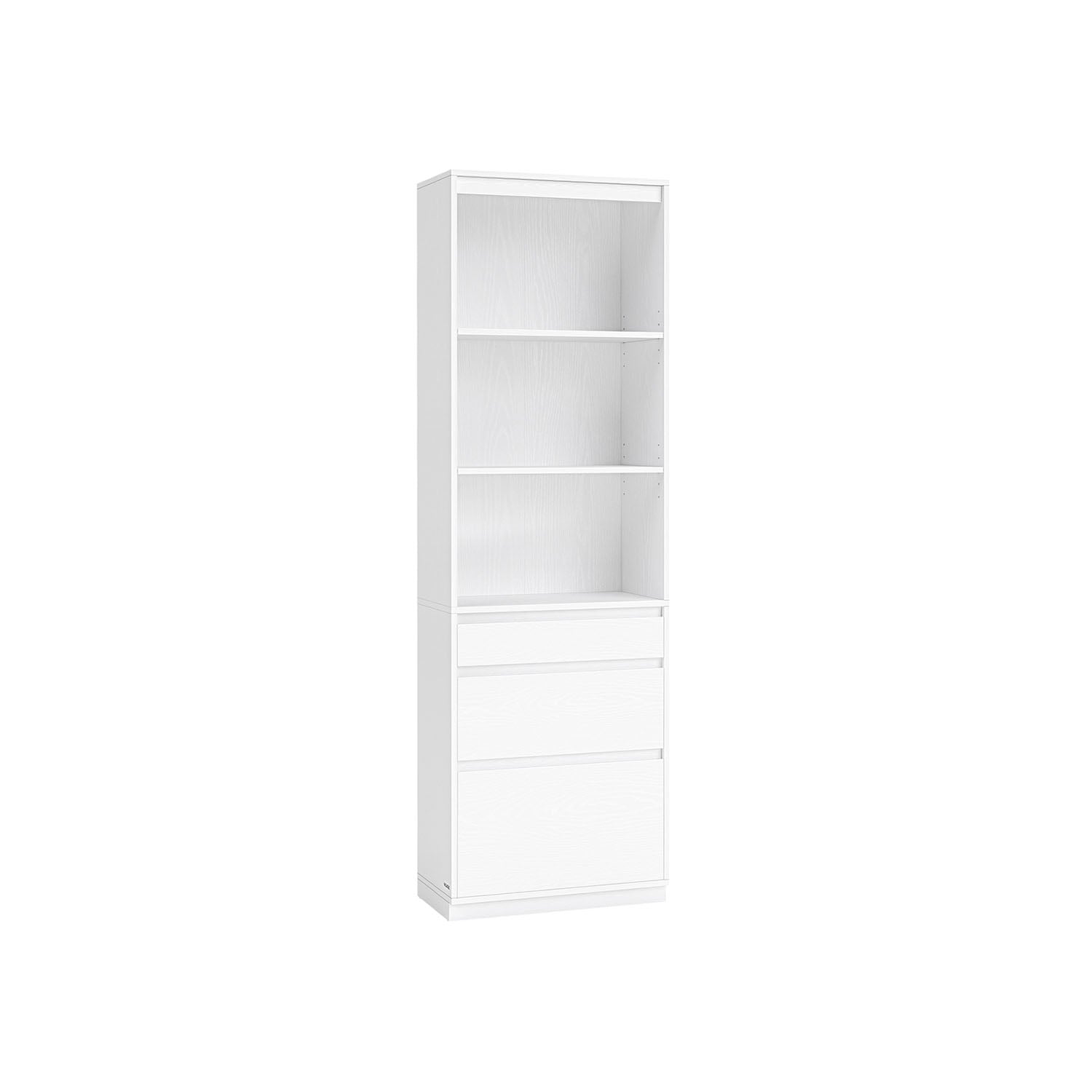 Bookshelf – Engineered Wood – Snow White – 3 Adjustable Shelves, 3 Drawers
