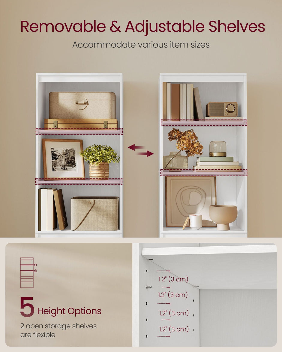 Bookshelf – Engineered Wood – Snow White – 3 Adjustable Shelves, 3 Drawers