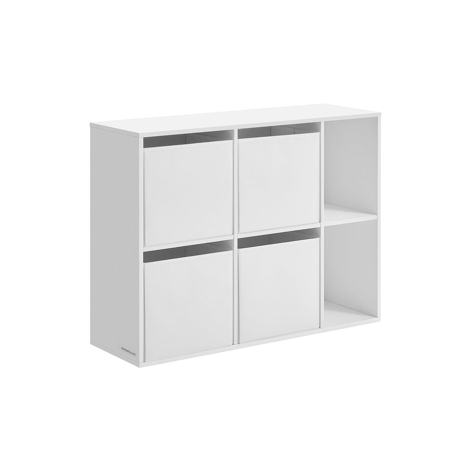Bookshelf – Engineered Wood – Snow White – 3 Adjustable Shelves, 3 Drawers