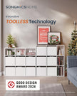 Bookshelf – Engineered Wood – Snow White – 6 Fabric Drawers – Toolless Assembly