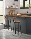 Bar Stools Set of 4 – Steel – Rustic Brown and Black – Industrial Design with Backrest