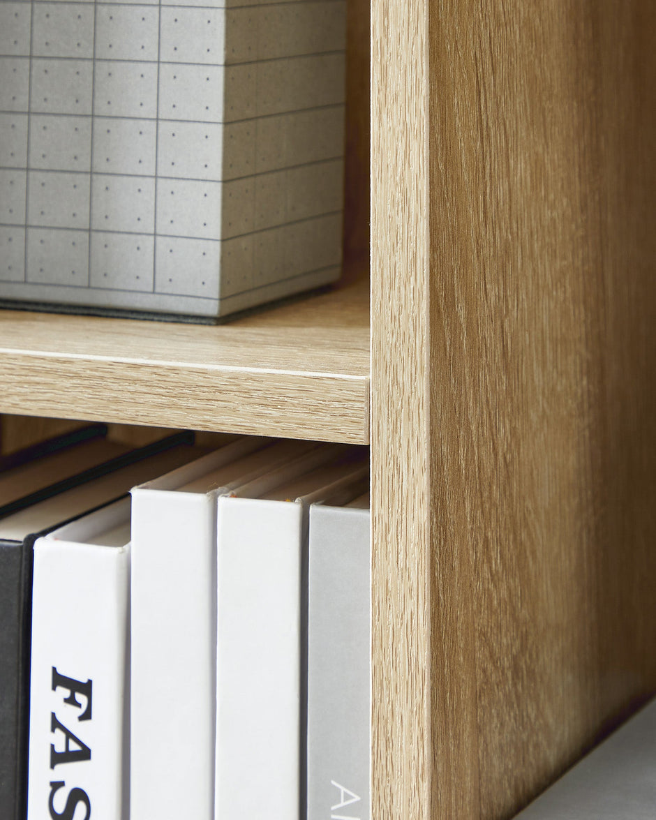 Wooden Bookcase – Oak – 5-Cube Design – Floor Standing Bookshelf