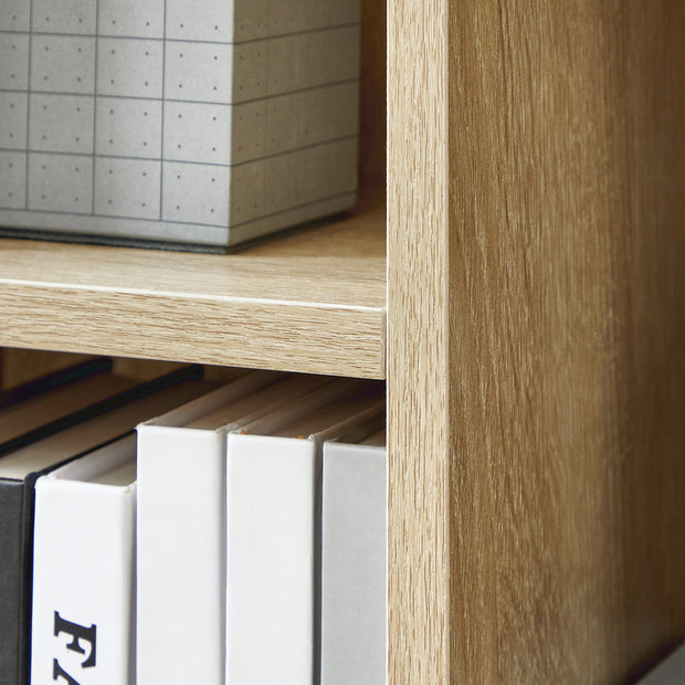 Wooden Bookcase – Oak – 5-Cube Design – Floor Standing Bookshelf