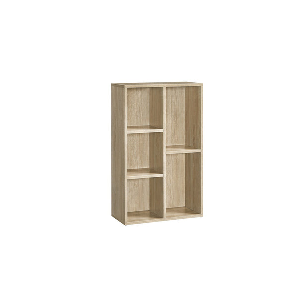 Wooden Bookcase – Oak – 5-Cube Design – Floor Standing Bookshelf
