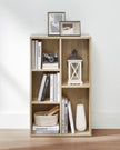 Wooden Bookcase – Oak – 5-Cube Design – Floor Standing Bookshelf