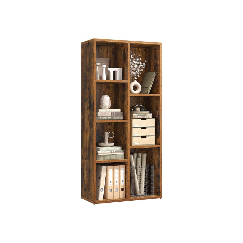 7 Compartment Bookcase – Wooden – Oak – Floor Standing