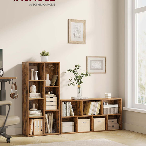 7 Compartment Bookcase – Wooden – Oak – Floor Standing