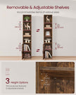Tall Bookcase – Wooden – Rustic Brown – 6-Tier with Door