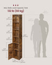 Tall Bookcase – Wooden – Rustic Brown – 6-Tier with Door