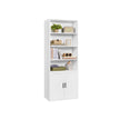 Tall Wooden Bookcase – Wood – Cloud White – 6-Tier with Door