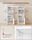 Tall Wooden Bookcase – Wood – Cloud White – 6-Tier with Door