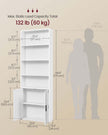 Tall Wooden Bookcase – Wood – Cloud White – 6-Tier with Door