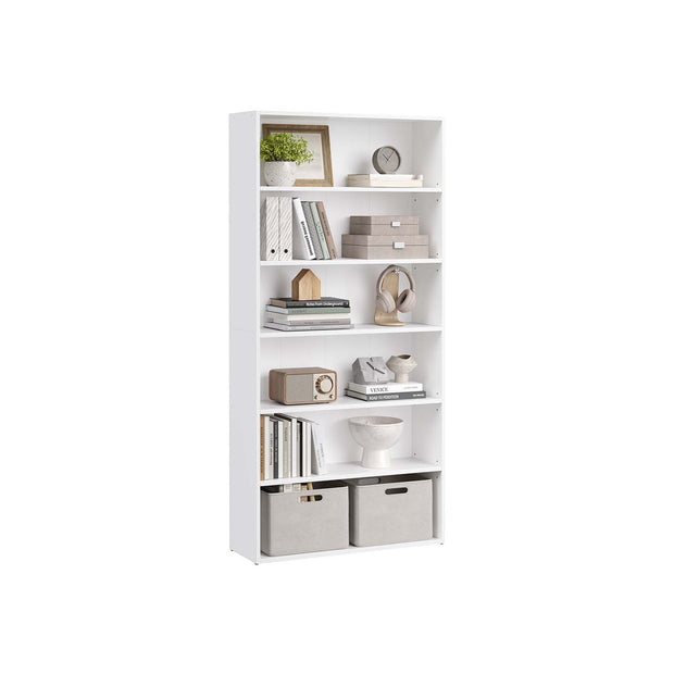 5-Tier Bookshelf – Wood – Cloud White – Open Storage Design