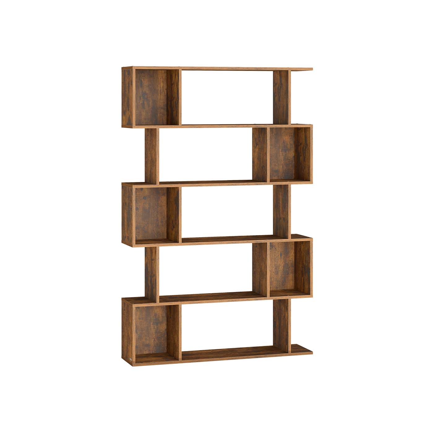5-Tier Bookshelf – Wooden – Rustic Brown – Open Compartments