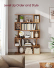 5-Tier Bookshelf – Wooden – Rustic Brown – Open Compartments