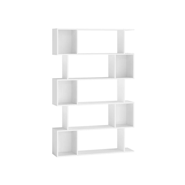 5-Tier Bookshelf – Wooden – Matte White – Open Compartments