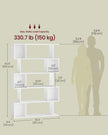5-Tier Bookshelf – Wooden – Matte White – Open Compartments
