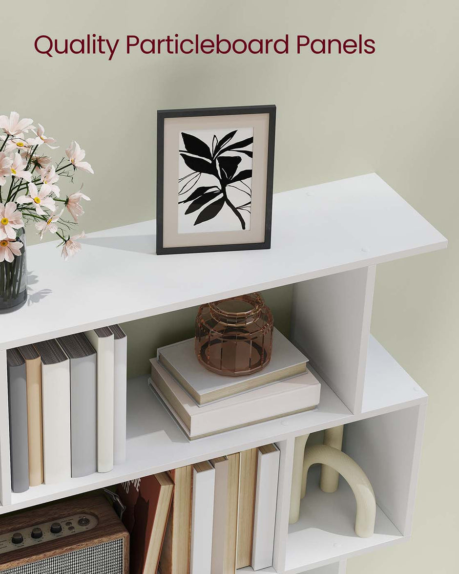 5-Tier Bookshelf – Wooden – Matte White – Open Compartments