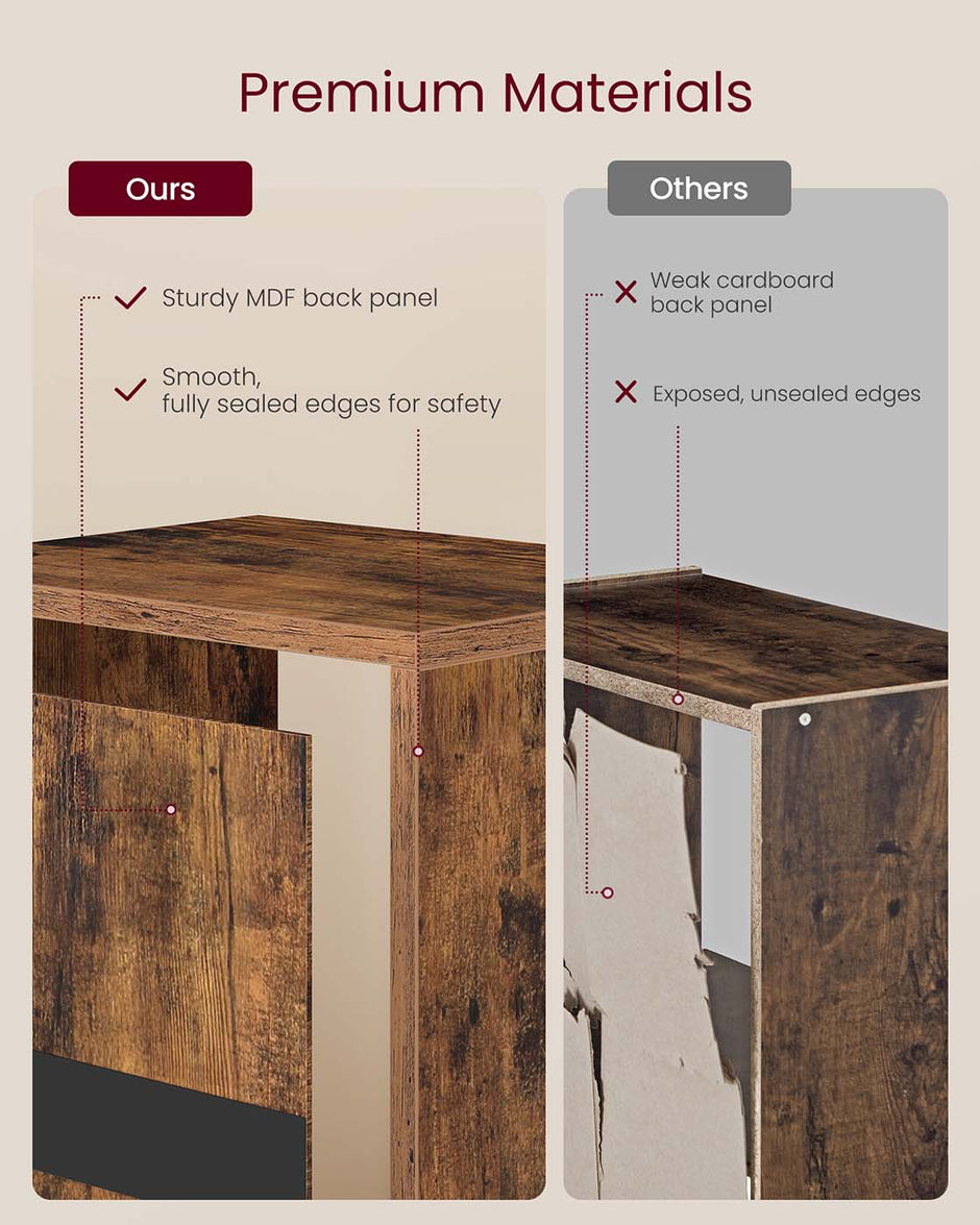 3-Tier Bookshelf – Wood – Rustic Brown – Open Compartments