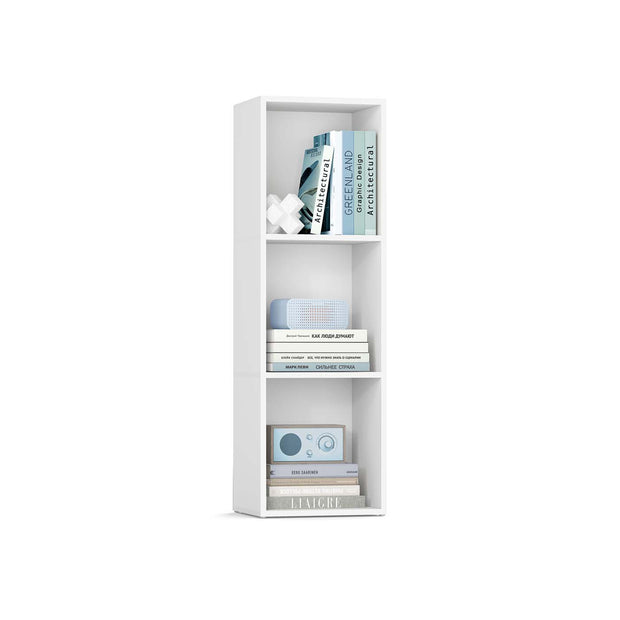 3-Tier Bookshelf – Wood – Rustic Brown – Open Compartments