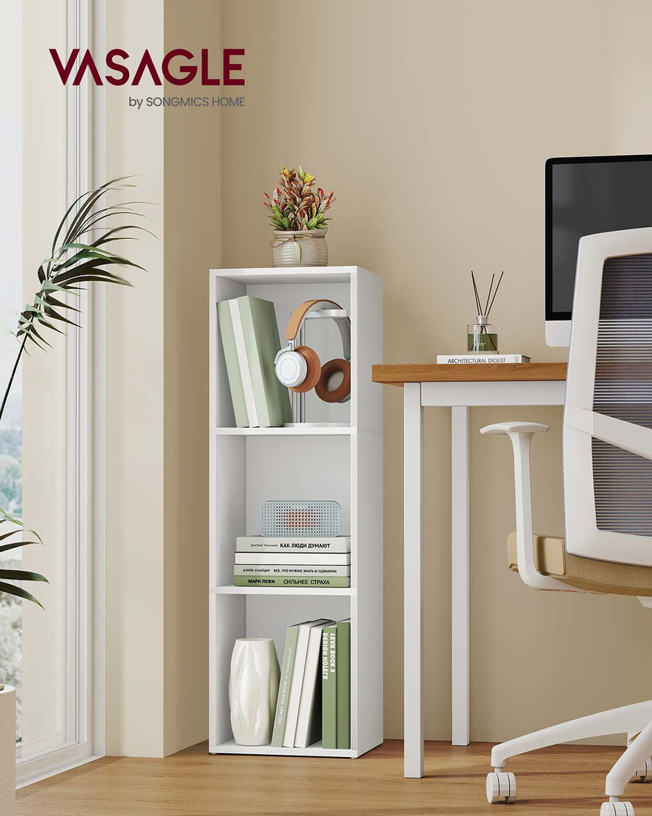 3-Tier Bookshelf – Wood – Rustic Brown – Open Compartments