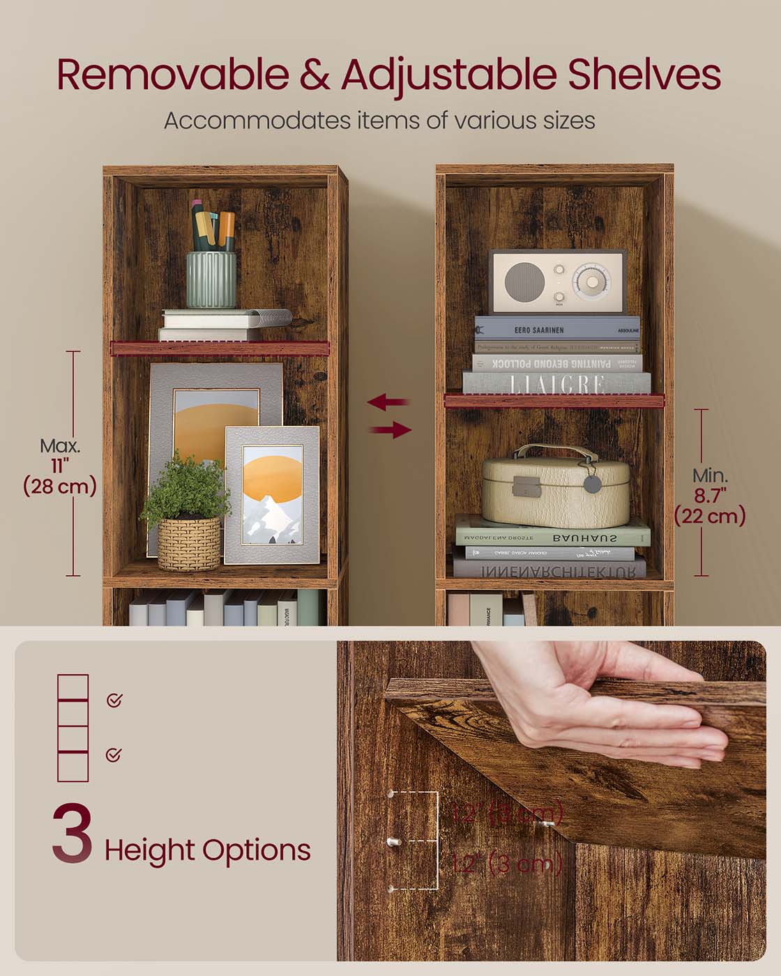 4-Tier Cube Bookshelf – Engineered Wood – Rustic Brown – Open Shelves for Versatile Display and Storage