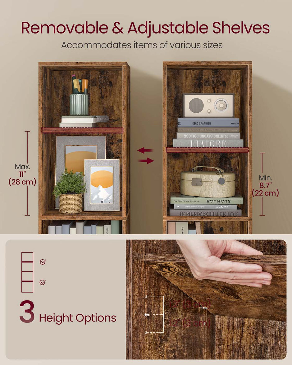 4-Tier Cube Bookshelf – Engineered Wood – Rustic Brown – Open Shelves for Versatile Display and Storage