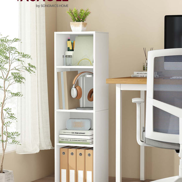 4-Tier Cube Bookshelf – Engineered Wood – Rustic Brown – Open Shelves for Versatile Display and Storage