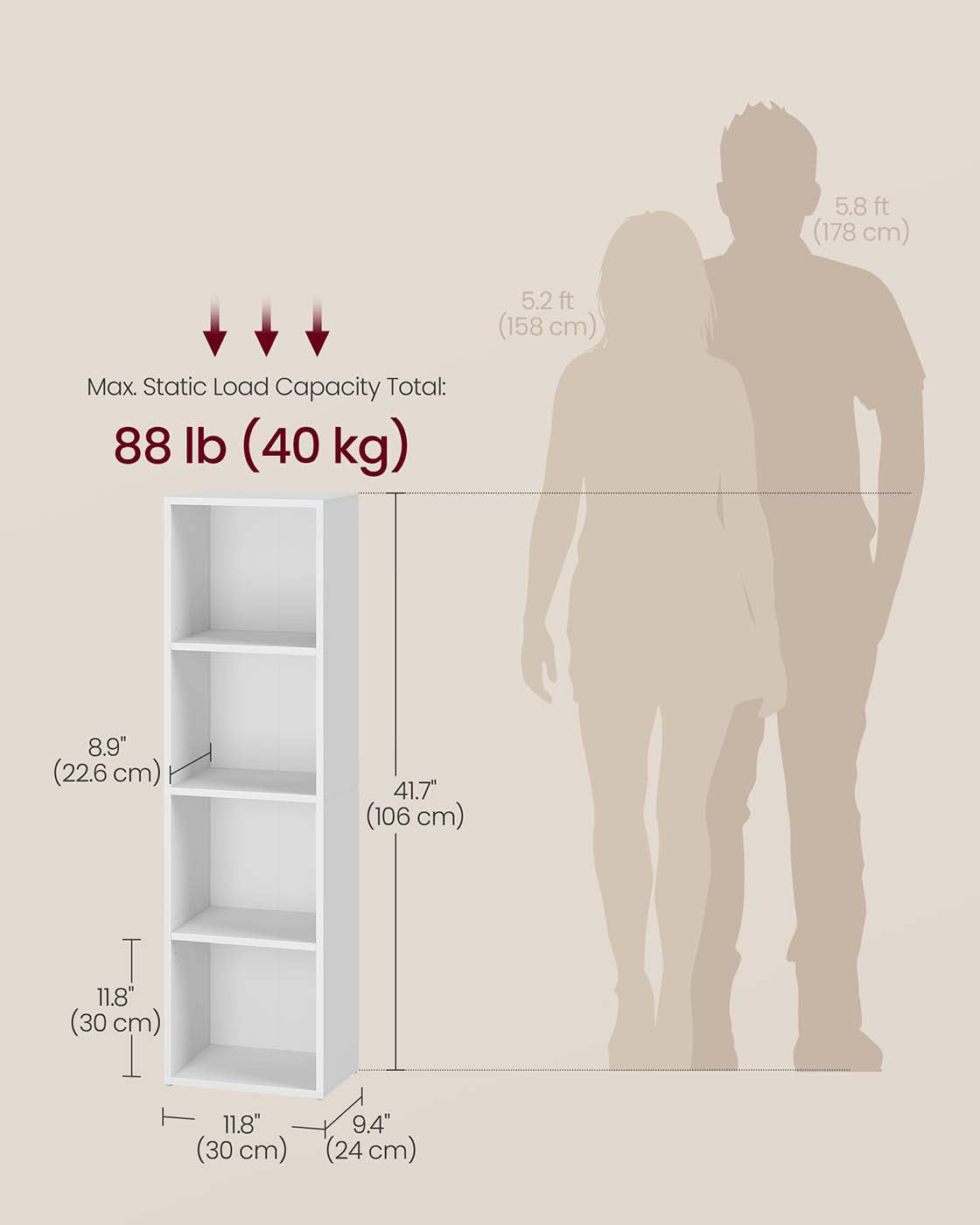 4-Tier Cube Bookshelf – Engineered Wood – Rustic Brown – Open Shelves for Versatile Display and Storage