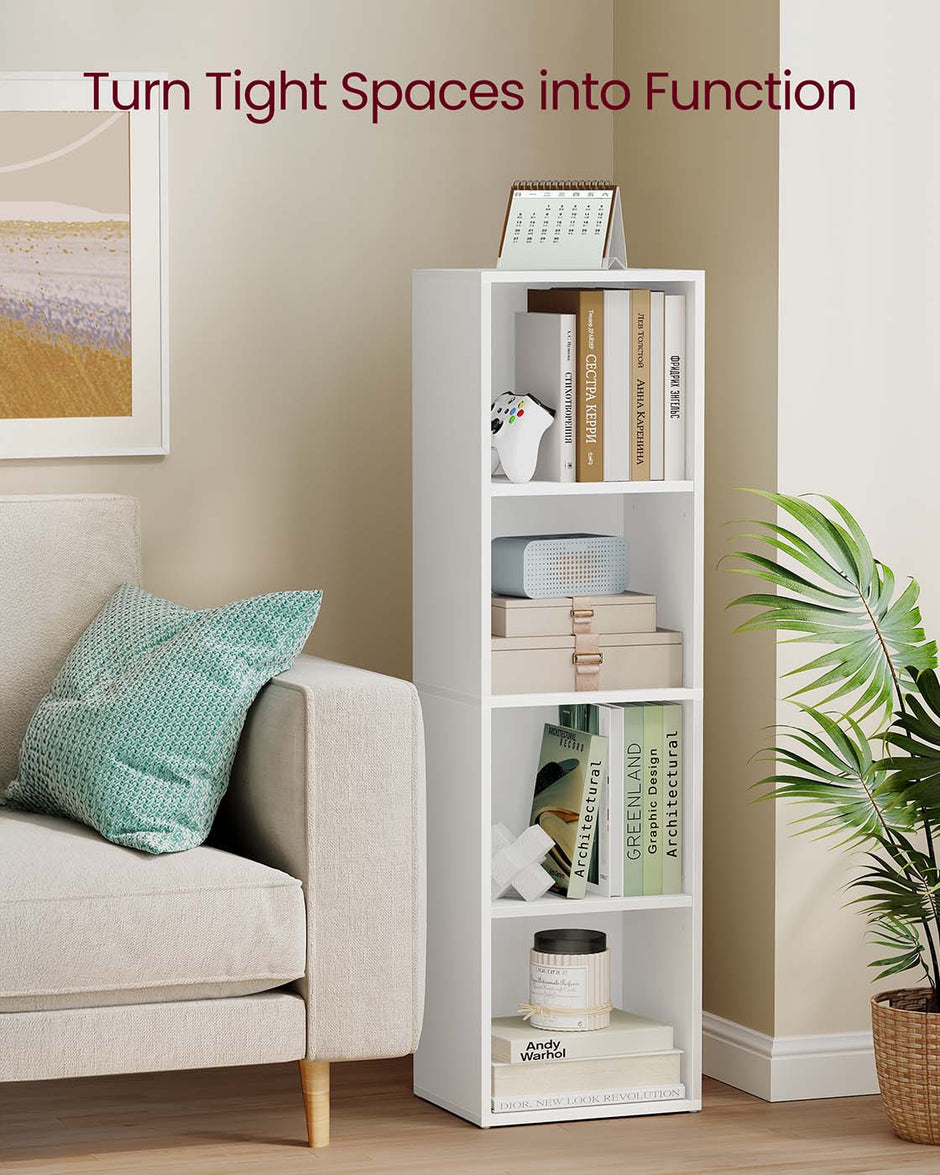 4-Tier Cube Bookshelf – Engineered Wood – Rustic Brown – Open Shelves for Versatile Display and Storage
