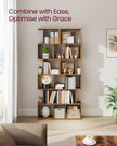 Bookshelf – Engineered Wood – Rustic Brown – 6-Tier Room Divider with Cube Shelves