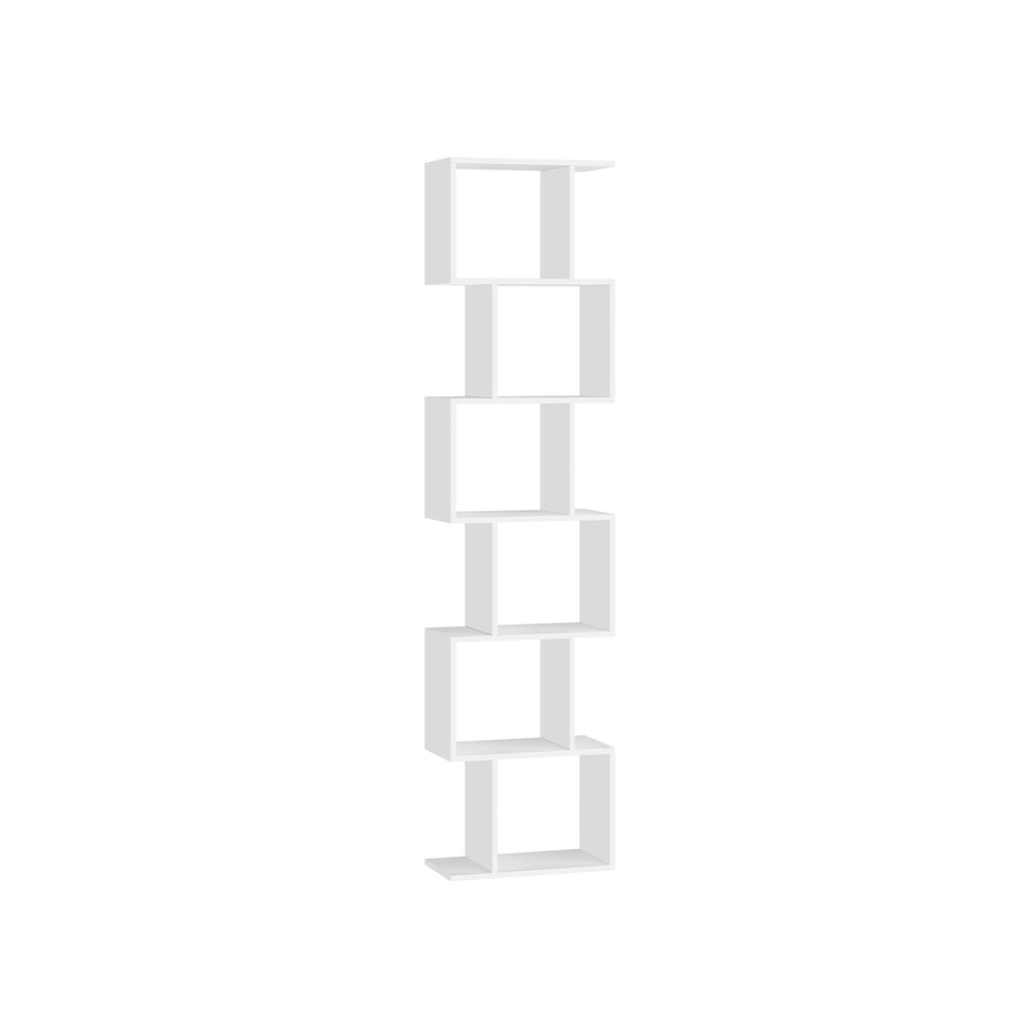 Bookshelf – Engineered Wood – Rustic Brown – 6-Tier Room Divider with Cube Shelves