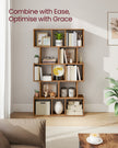 Bookshelf – Engineered Wood – Rustic Brown – 6-Tier Room Divider with Cube Shelves