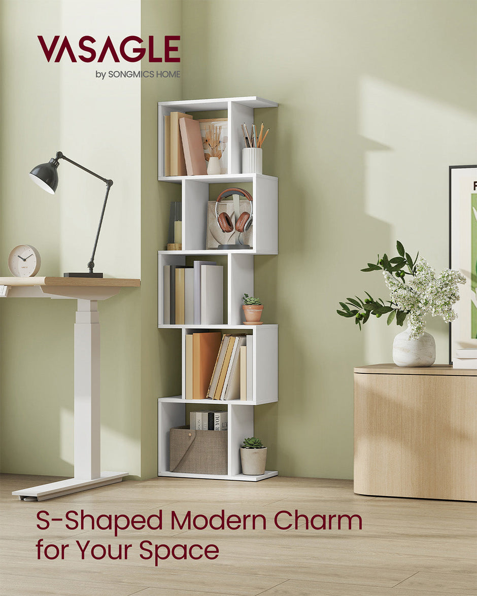 Bookshelf – Engineered Wood – Rustic Brown – 6-Tier Room Divider with Cube Shelves