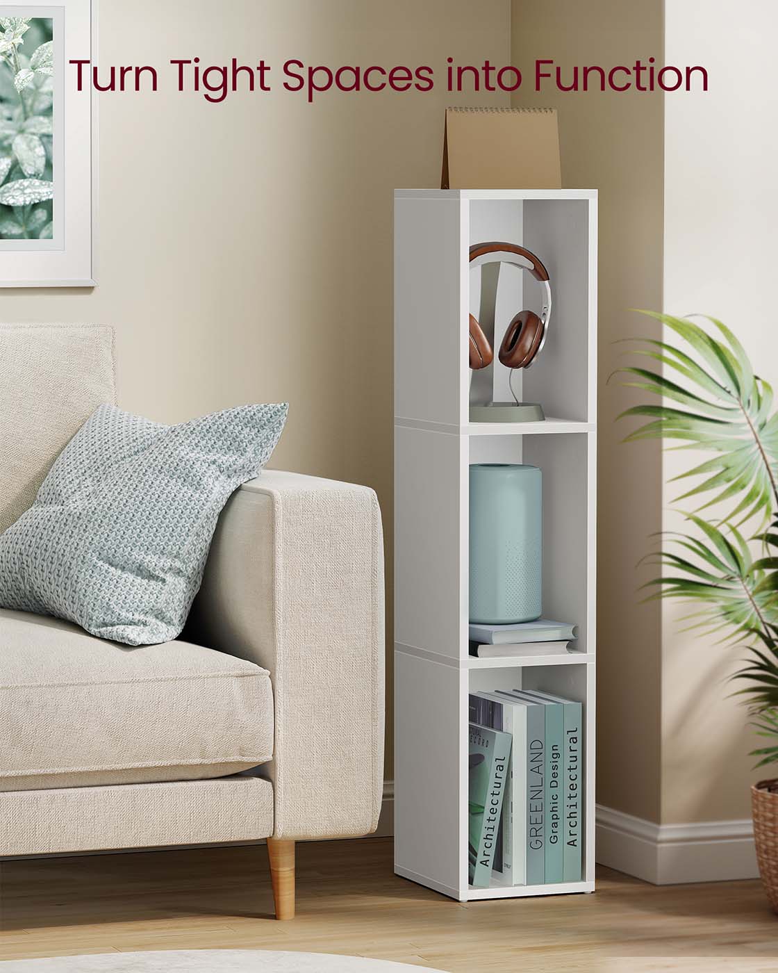 3-Tier Bookshelf – Wood – Rustic Brown – Open Compartments