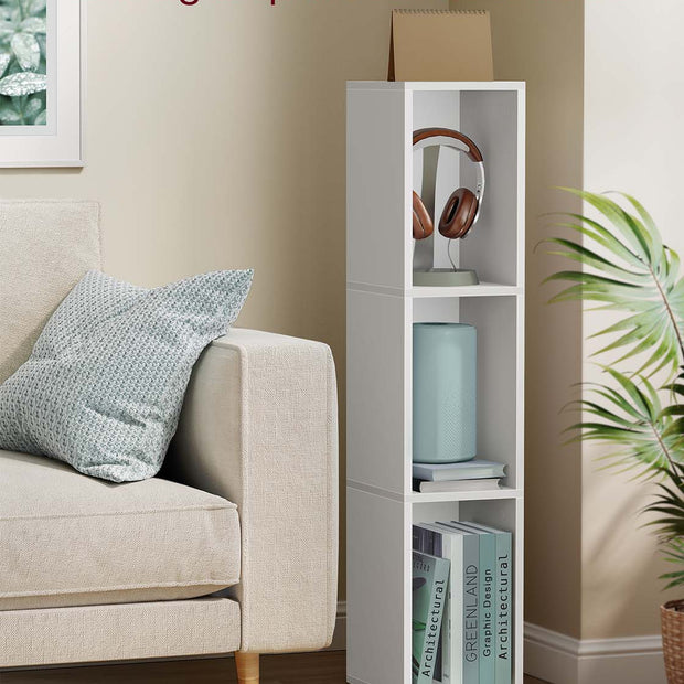 3-Tier Bookshelf – Wood – Rustic Brown – Open Compartments