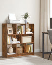 8-Compartment Bookshelf – Wood – Oak – Free Standing Storage and Display Unit