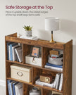 8-Compartment Bookshelf – Wood – Oak – Free Standing Storage and Display Unit